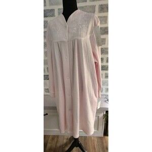 Miss Elaine New Plus Sz. 1XL Robe Housecoat  Seersucker Snap Plush Embroidered
